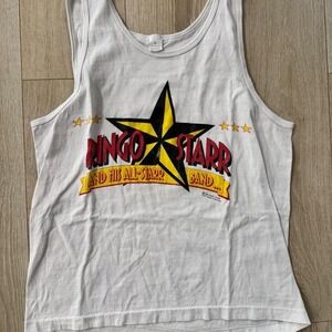 Vintage 1989 Ringo Starr All-Starr Band Tour Tank Top Brockum USA Mens L White